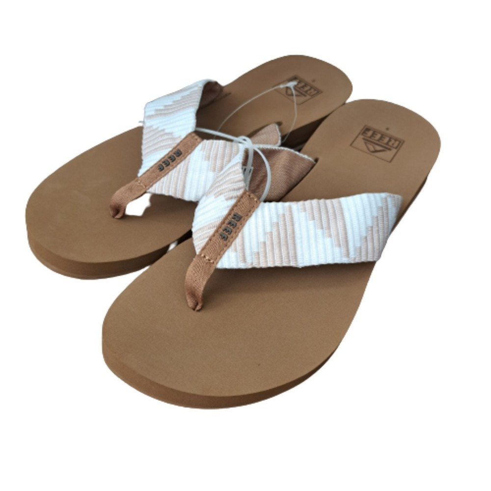 Reef Womens Size 11 Spring Woven Sand Flip Flops White Slip On Sandals Comfort